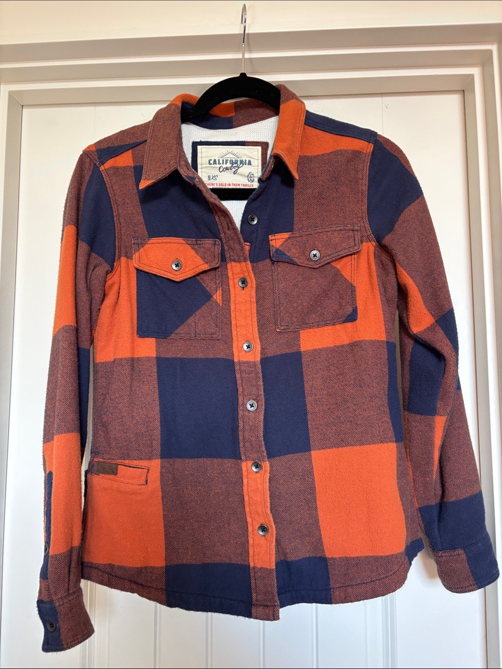 California Cowboy brand Orange Red & Navy Plaid Utility Jacket